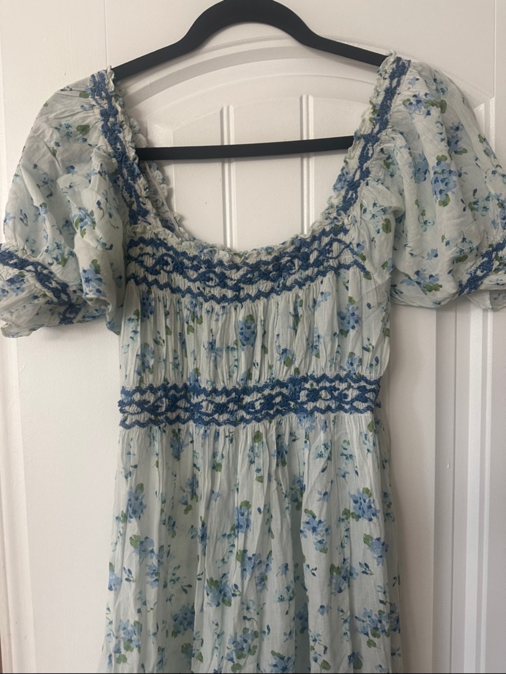 Doen Blue Floral Puff-Sleeve Maxi Dress - Picture 7 of 9